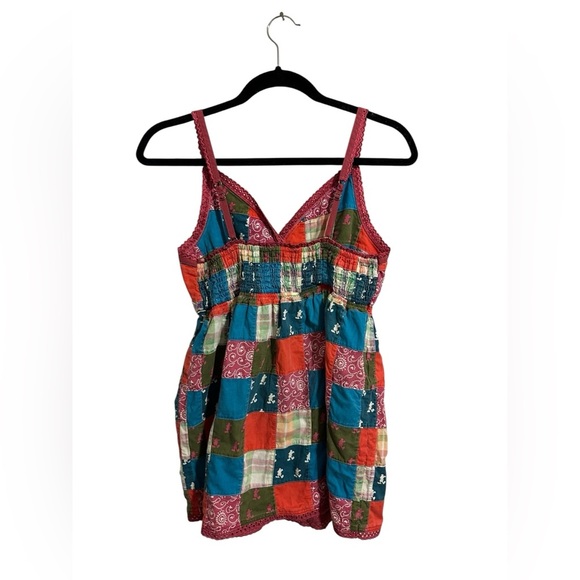 Y2K Disney Parks Patchwork Patch Hippie Style Top Medium M Shirt Blouse Boho - Picture 2 of 10